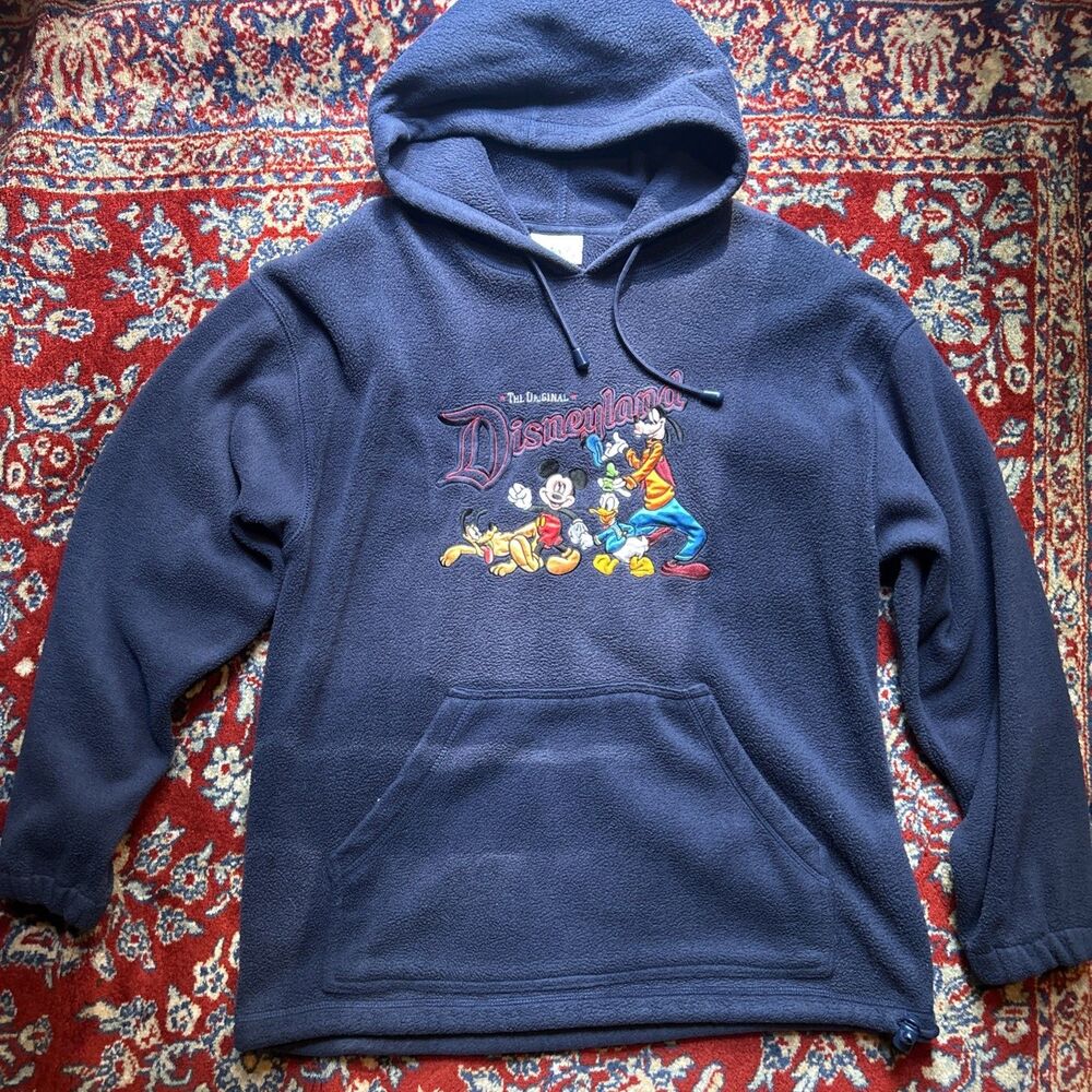 Disneyland Resort Hoodie Adult Med Embroidered Mickey Goofy Donald Pluto Fleece